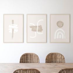 Beige and White Abstract Combination, Large - Doenvang