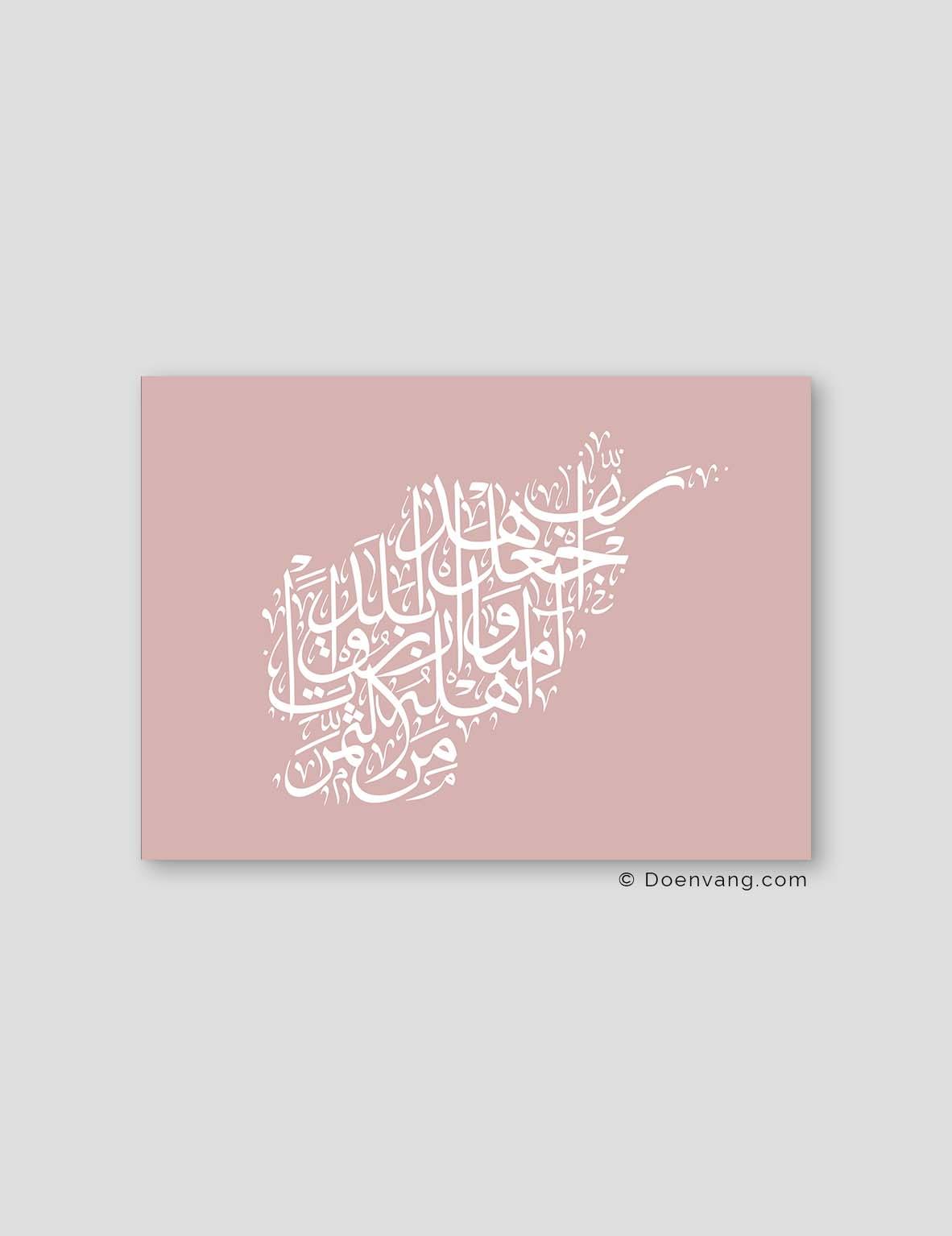 Calligraphy Afghanistan, Pink / White - Doenvang
