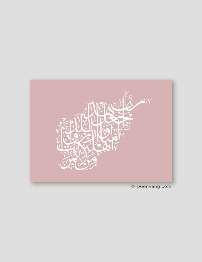 Calligraphy Afghanistan, Pink / White - Doenvang