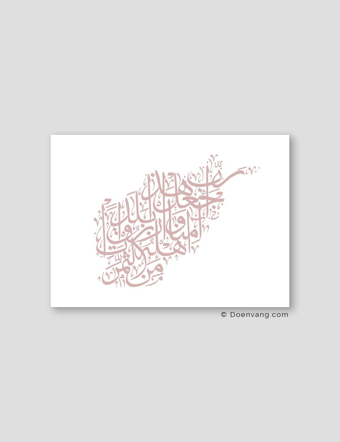 Calligraphy Afghanistan, White / Pink - Doenvang