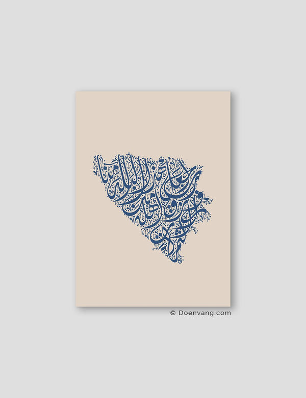 Calligraphy Bosnia, Beige / Blue - Doenvang