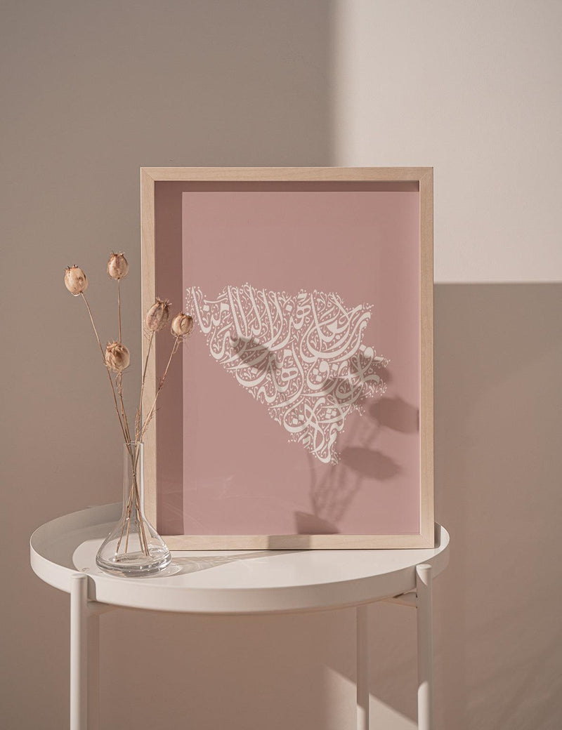 Calligraphy Bosnia, Pink / White - Doenvang