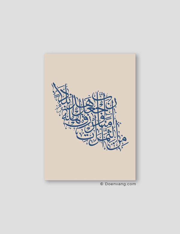 Calligraphy Iran, Beige / Blue - Doenvang