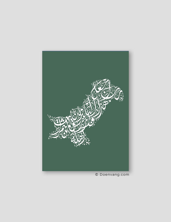 Calligraphy Pakistan, Green / White - Doenvang