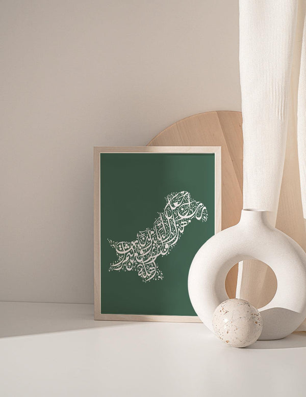 Calligraphy Pakistan, Green / White - Doenvang