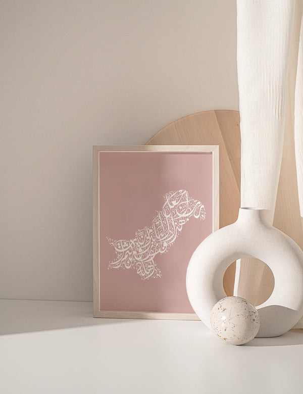 Calligraphy Pakistan, Pink / White - Doenvang