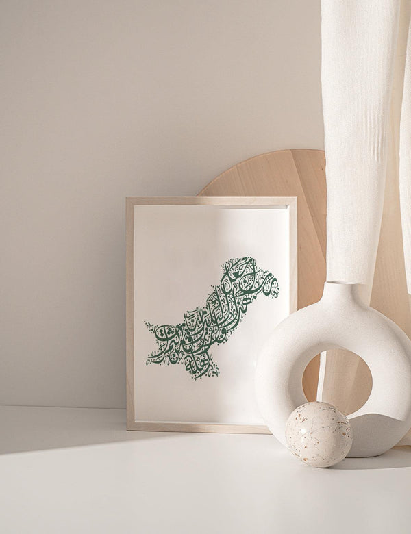 Calligraphy Pakistan, White / Green - Doenvang