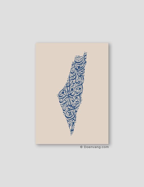 Calligraphy Palestine, Beige / Blue - Doenvang