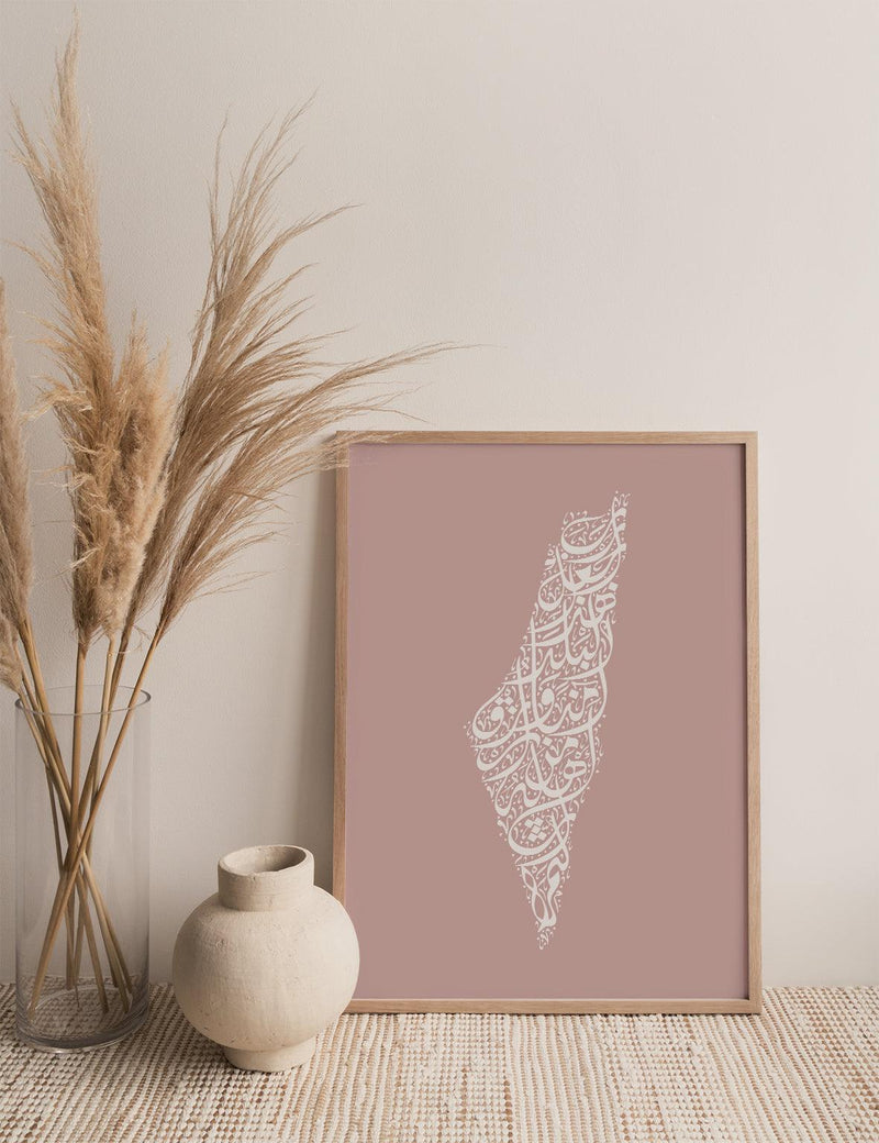 Calligraphy Palestine, Pink / White - Doenvang