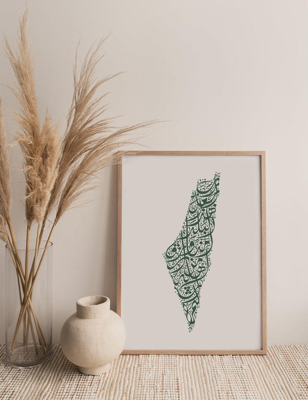 Calligraphy Palestine, White / Green - Doenvang