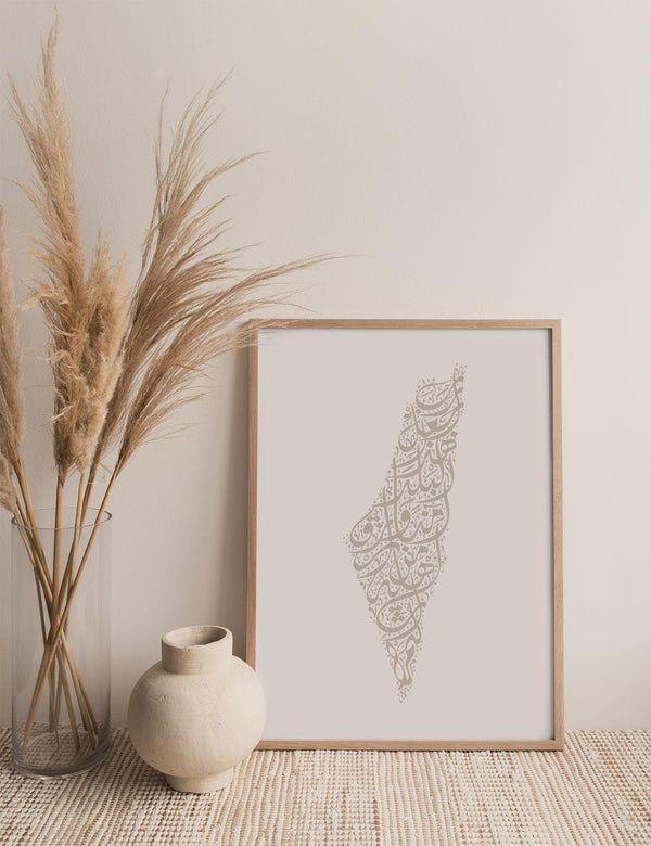 Calligraphy Palestine, White / Stone - Doenvang