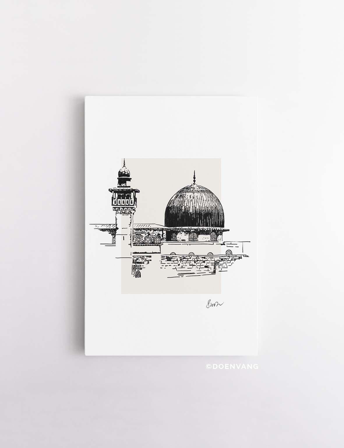 CANVAS | Handmade Al Aqsa Ink drawing - Doenvang