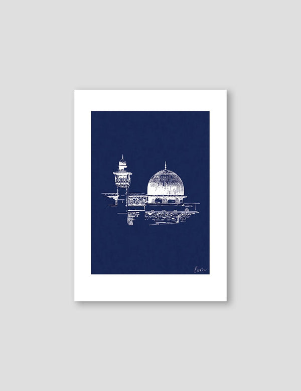 Handmade Al Aqsa, Jerusalem, White and Blue - Doenvang