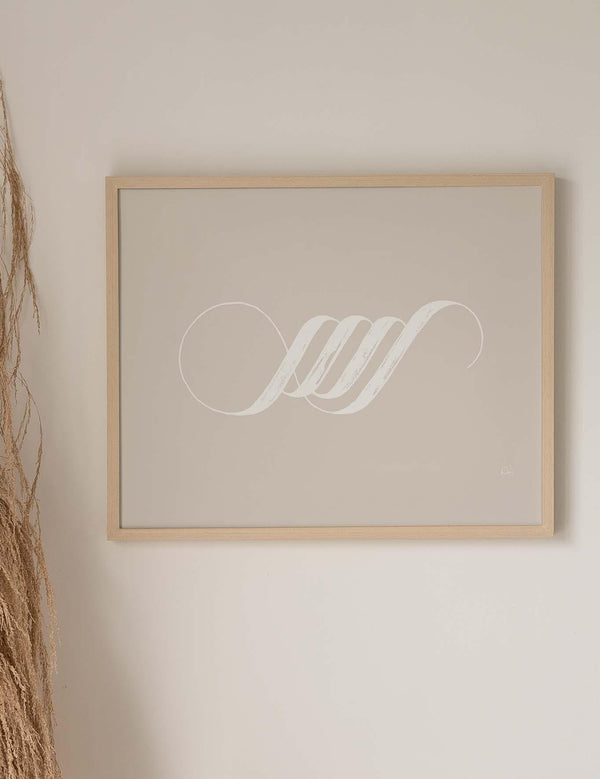 Handmade Allah Calligraphy Horizontal | White on Beige - Doenvang