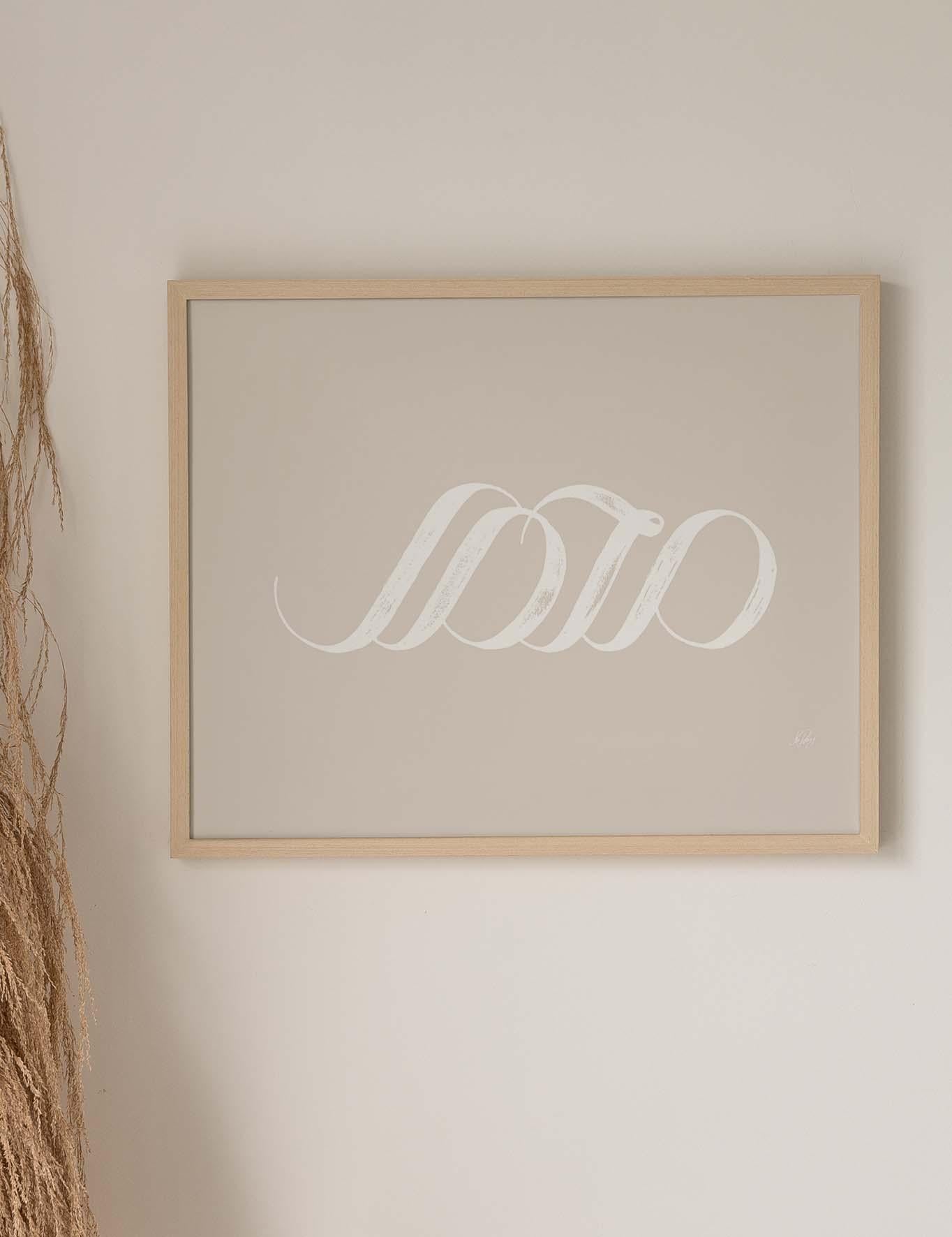 Handmade Muhammad Calligraphy Horizontal | White on Beige - Doenvang